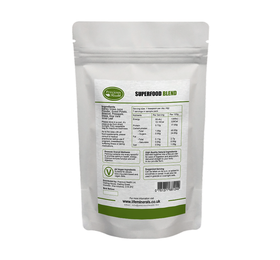 Sample superfood blend vegan back